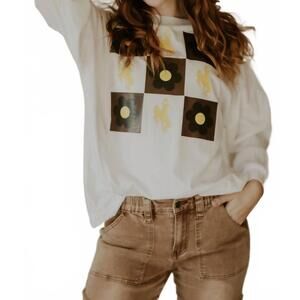 NEW CHICKA-D floral steamboat checkerboard shirt in white